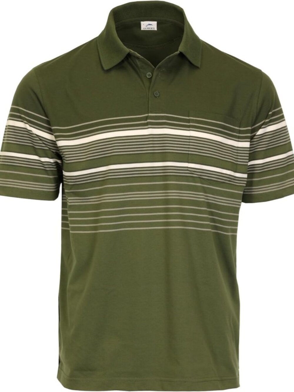 Men's Double Striped Contrast Polo Shirt with Pocket - Yarn Dye Casual Top